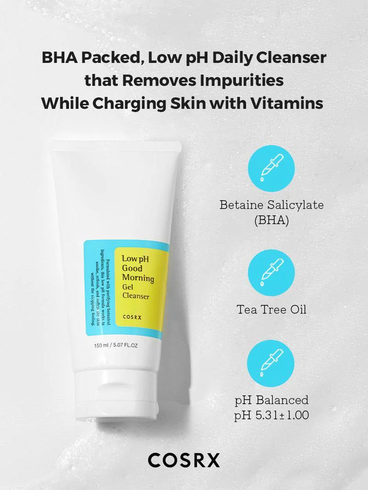 COSRX Low pH Good Morning Gel Cleanser - 50ml| كوزركس غسول جل للوجه بدرجة حموضة منخفضة (pH) - 50 ملل