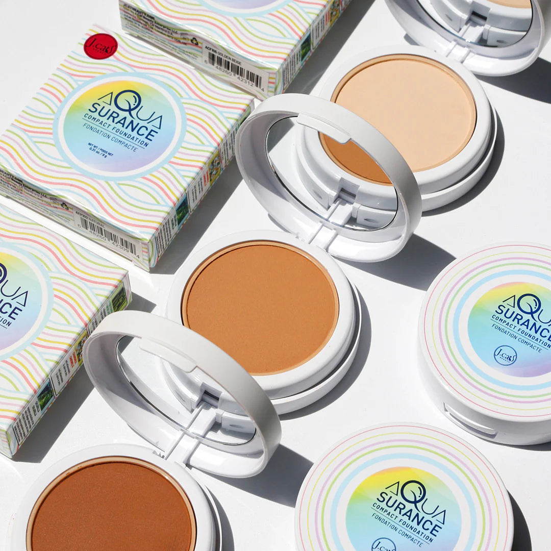 J. Cat Aquasurance Compact Foundation, Porcelain - 9g| جي كات  فاونديشن بودرة مضغوطة-9غرام