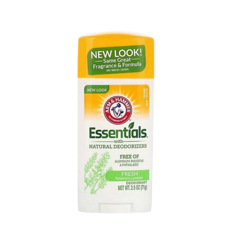 ARM & HAMMER Essentials Fresh Natural Deodorant 71g white stick with orange cap and green label
