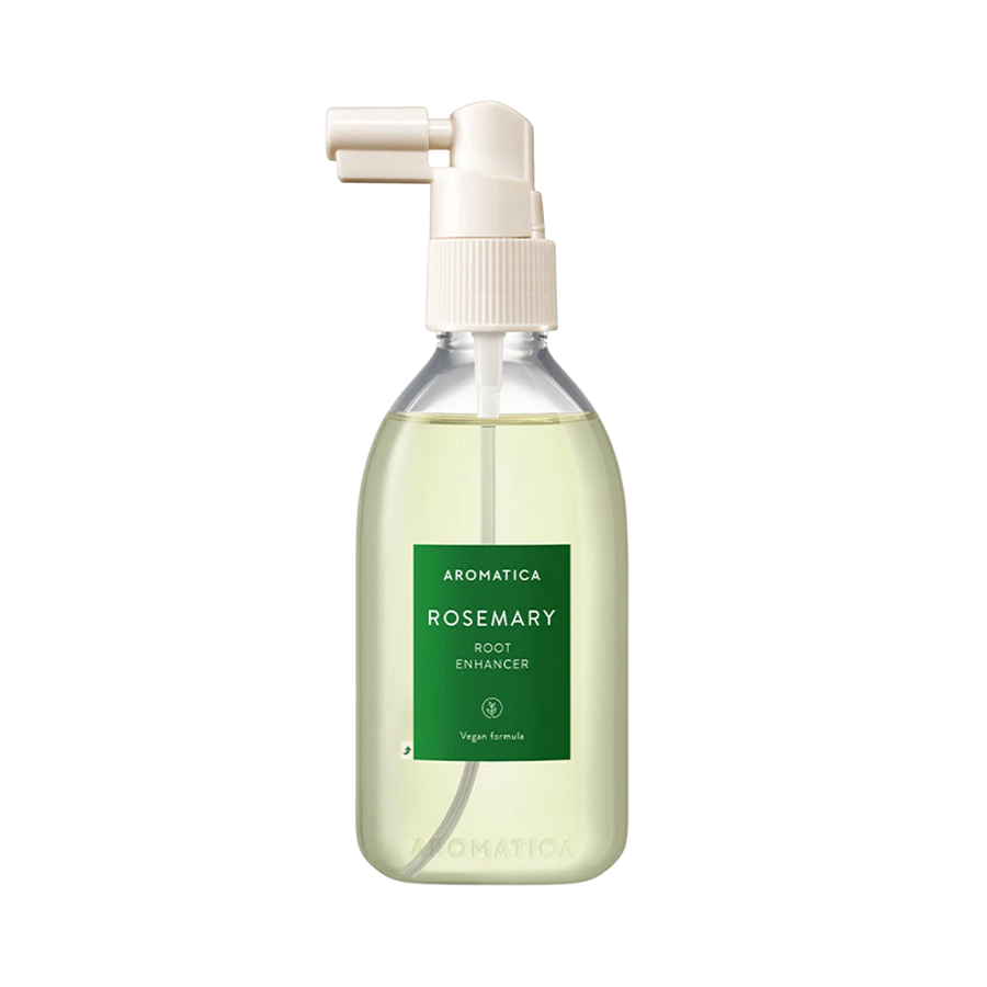 Aromatica Rosemary Root Enhancer, vegan formula, 120ml spray bottle packaging.
