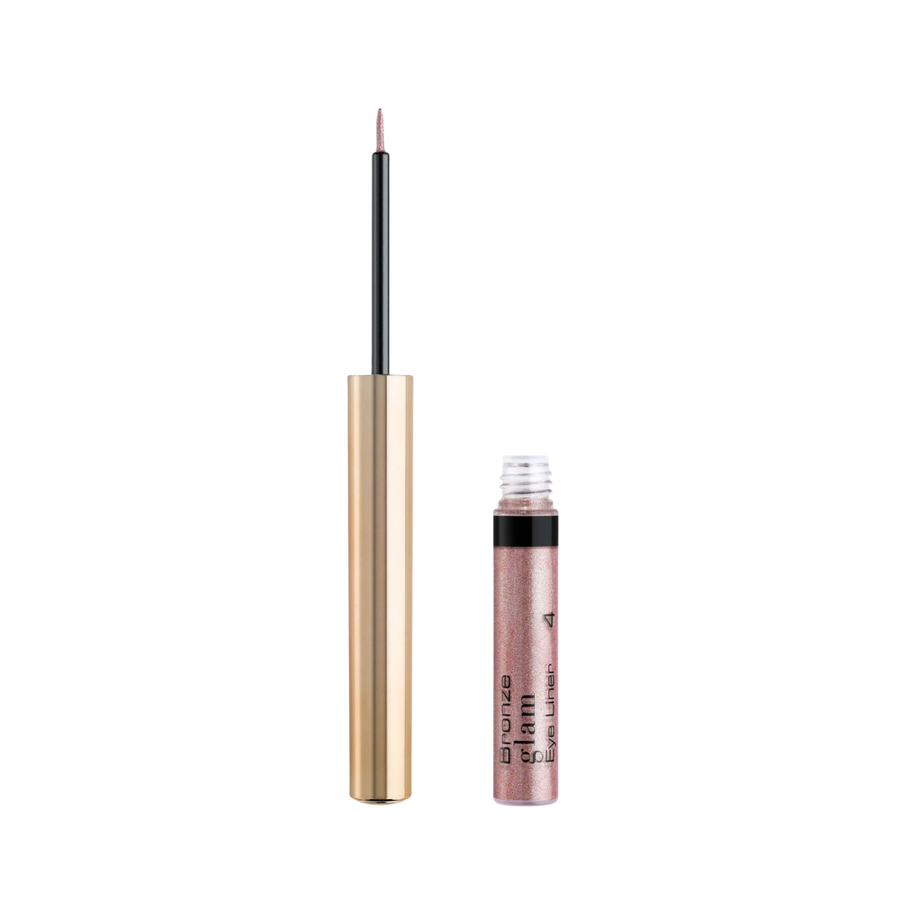 ARTDECO Bronze Glam Eye Liner 2.5ml with gold cap, black applicator, and glitter tube