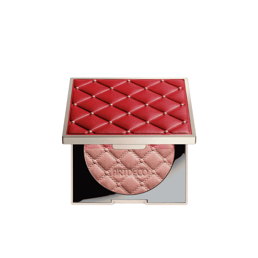 ARTDECO blush compact, pink shade, quilted red packaging, 5g.
