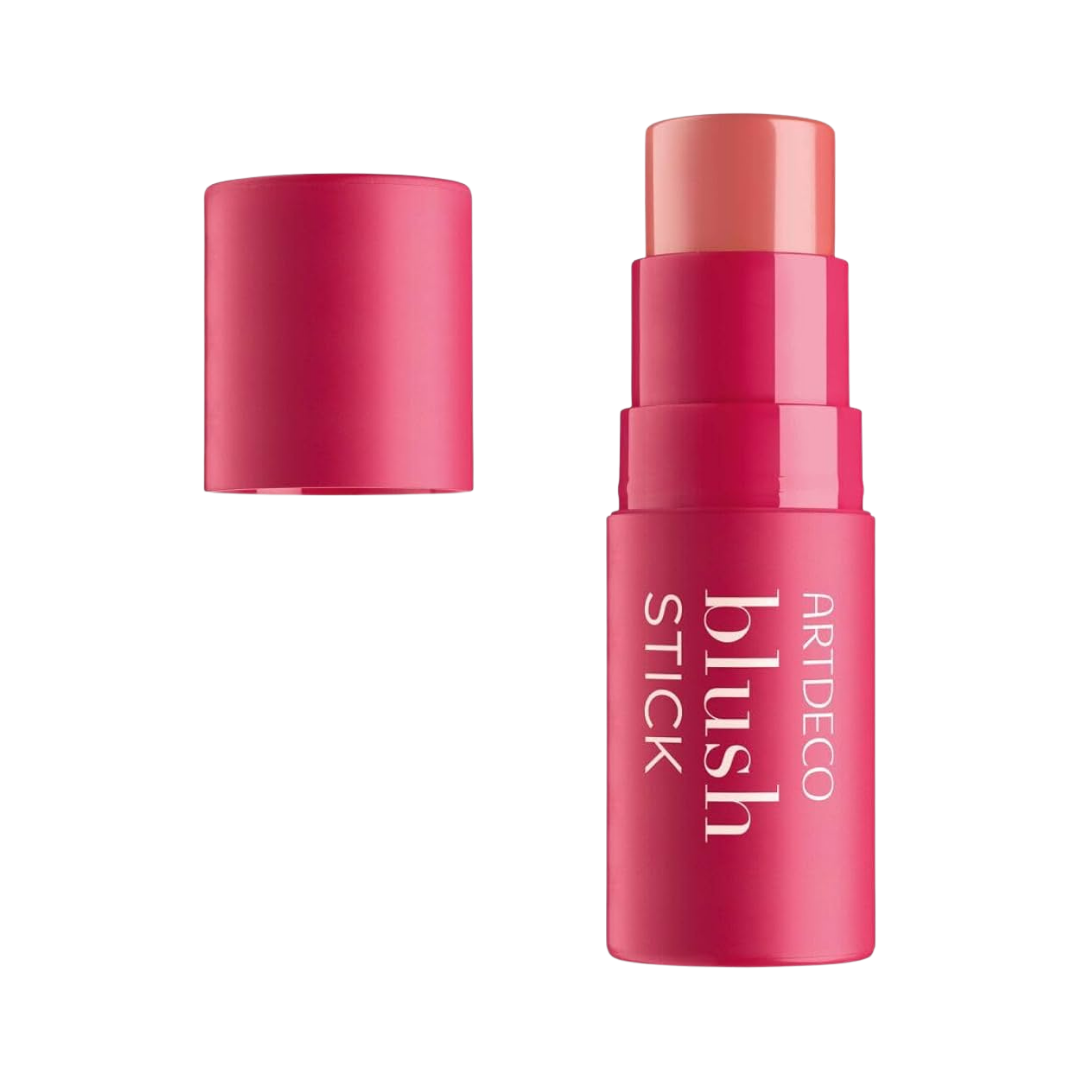 Artdeco Blush Stick, portable blush in pink packaging, creamy texture for easy application and blending.
