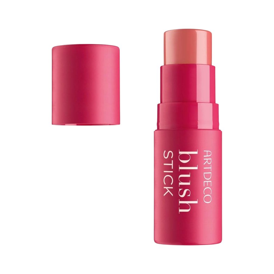 Artdeco Blush Stick, portable blush in pink packaging, creamy texture for easy application and blending.