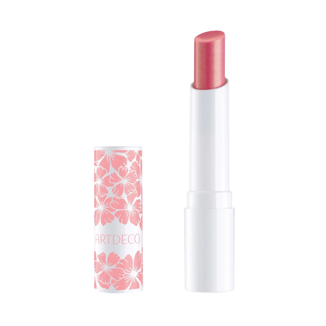 ARTDECO Color Booster Lip Balm pink floral tube with sheer rosy balm, 3g.