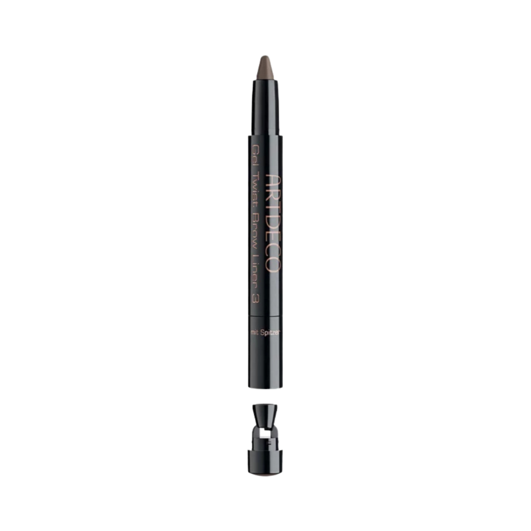 Artdeco Gel Twist Brow Liner 3 eyebrow pencil, retractable black barrel with built-in sharpener cap.