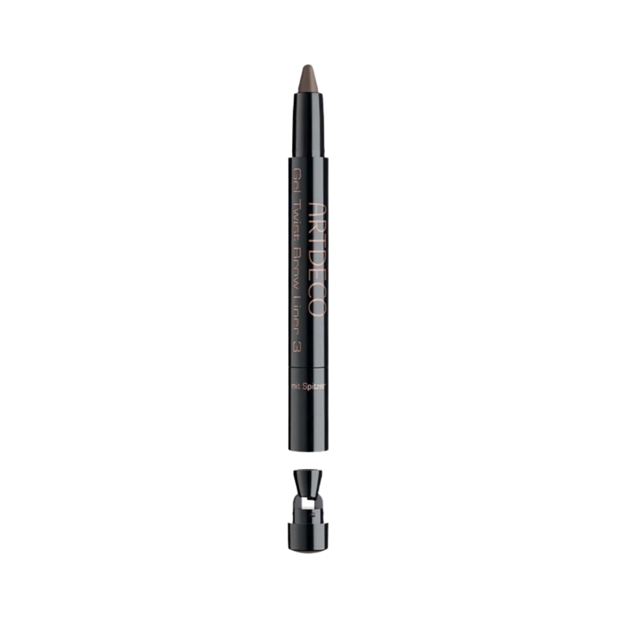 Artdeco Gel Twist Brow Liner 3 eyebrow pencil, retractable black barrel with built-in sharpener cap.