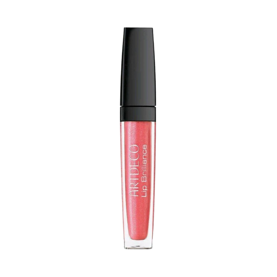 ARTDECO Lip Brilliance gloss in a clear tube, featuring a light pink color with shimmer.