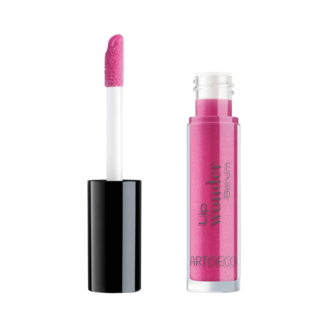 ARTDECO Lip Wonder Serum, pink shade, with applicator wand and transparent packaging.