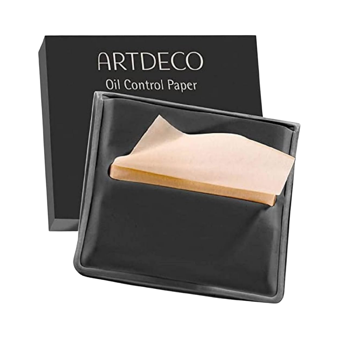 ARTDECO Oil Control Paper, black packaging with a stack of oil-absorbing sheets for controlling shine.