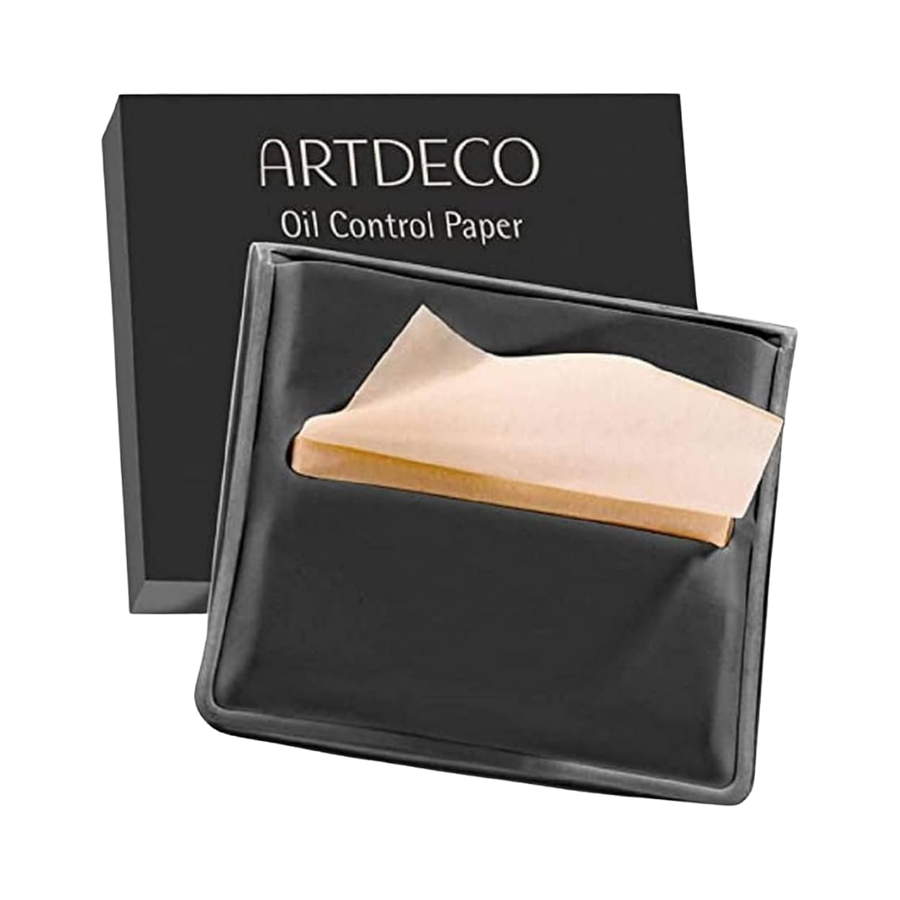 ARTDECO Oil Control Paper, black packaging with a stack of oil-absorbing sheets for controlling shine.
