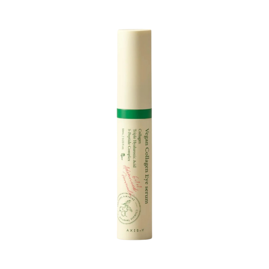AXIS-Y Vegan Collagen Eye Serum, 10 ml slim beige pen-style tube with green accent band