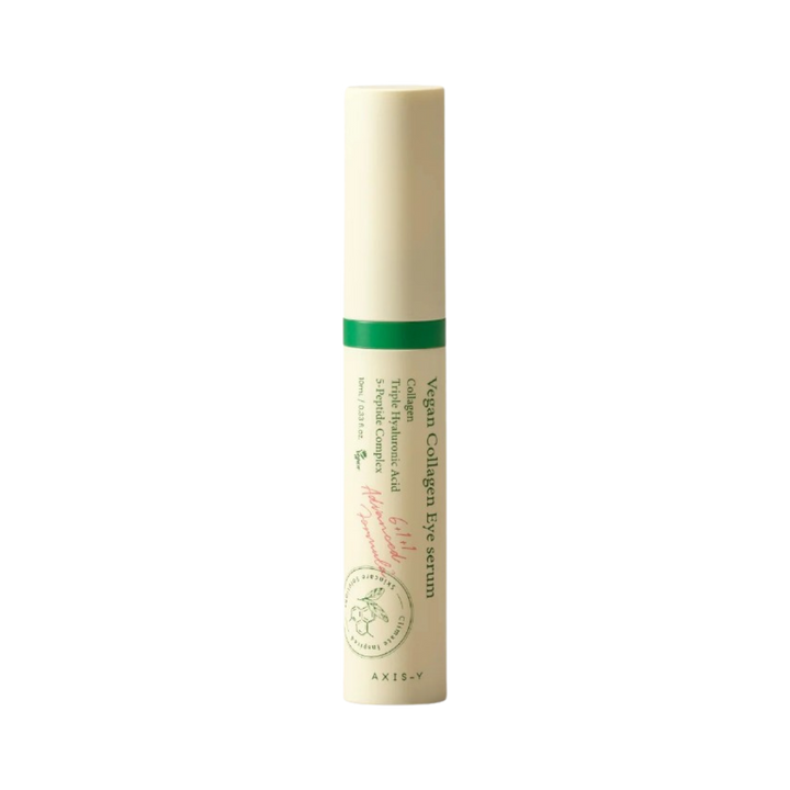 AXIS-Y Vegan Collagen Eye Serum, 10 ml slim beige pen-style tube with green accent band