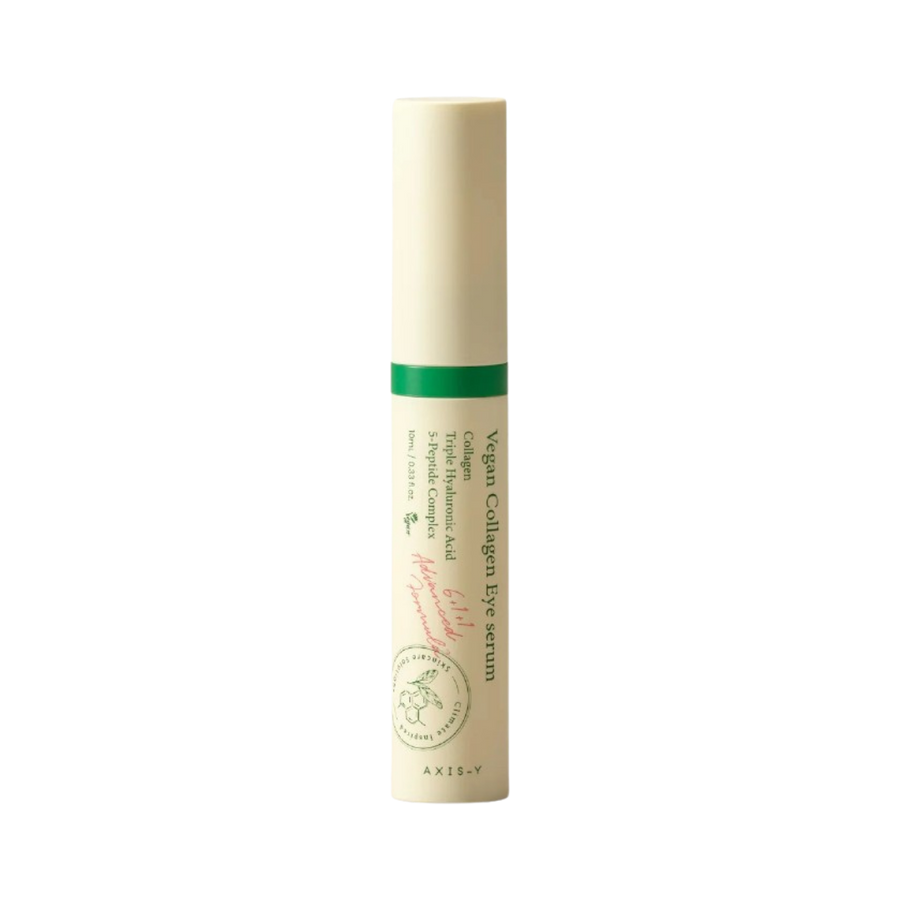 AXIS-Y Vegan Collagen Eye Serum, 10 ml slim beige pen-style tube with green accent band