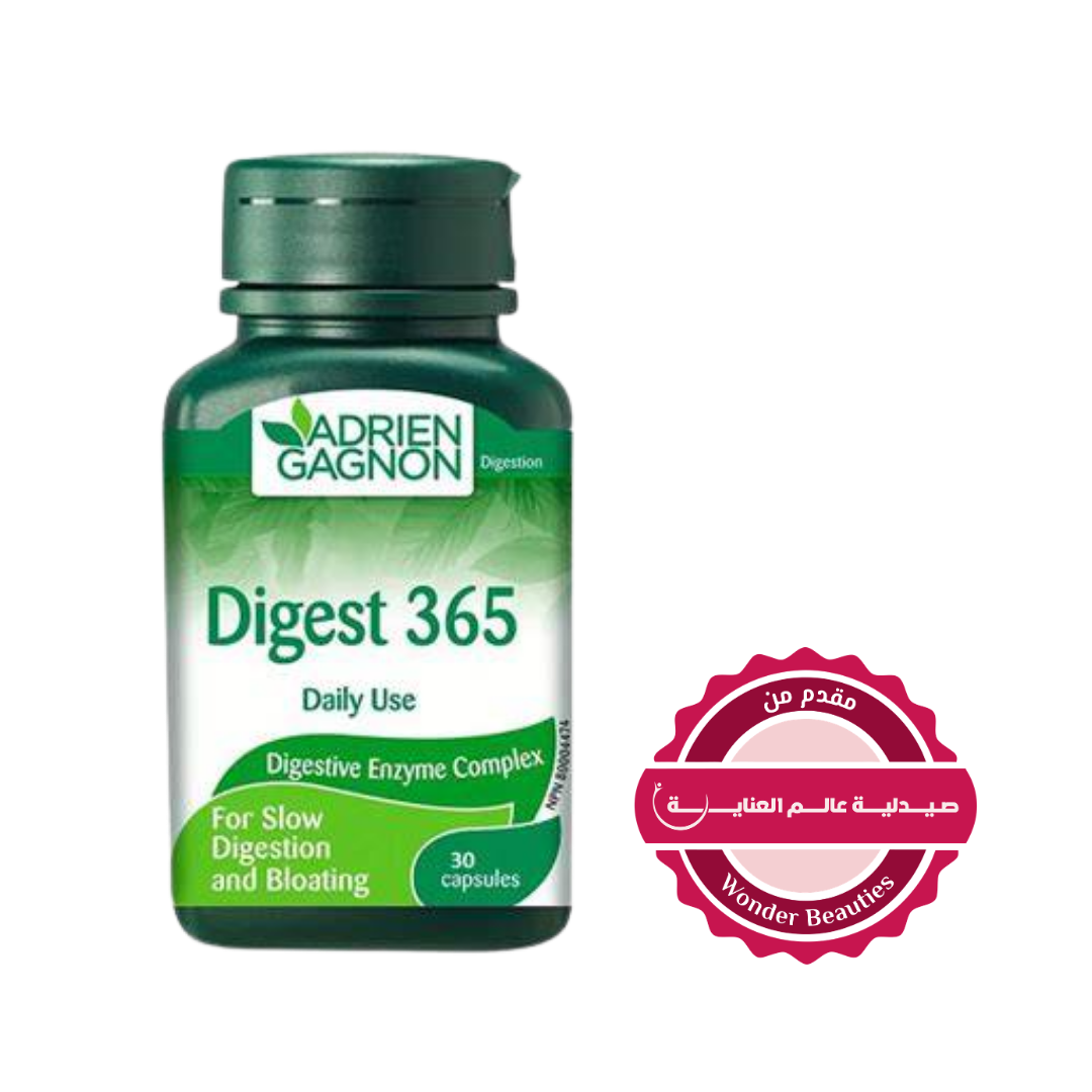 Adrien Gagnon Digest 365 digestive enzyme complex daily use capsules bottle 30 capsules for slow digestion and bloating