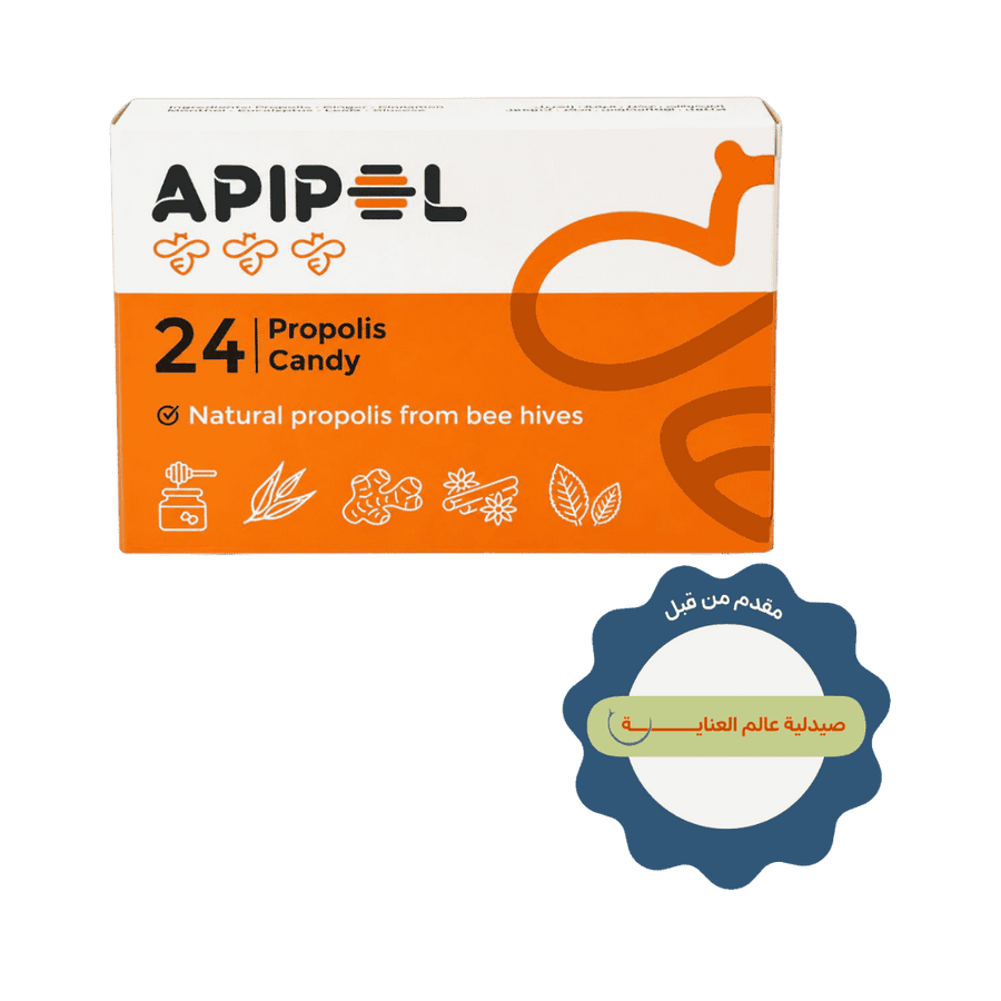 Apipol Propolis Candy 24 pieces natural propolis from bee hives orange and white box packaging