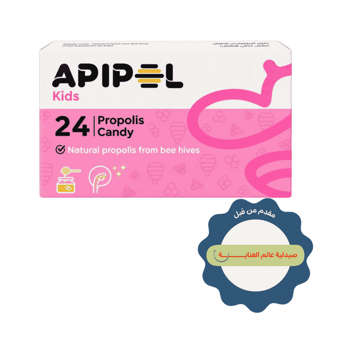 Apipol Kids Propolis Candy 24 pieces natural propolis from bee hives pink and white box packaging