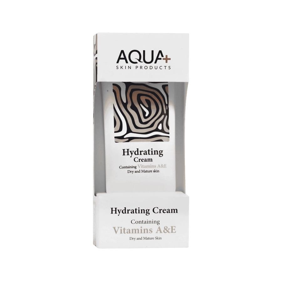AQUA+ Skin Products Hydrating Cream, white box packaging, vitamins A&E, for dry and mature skin