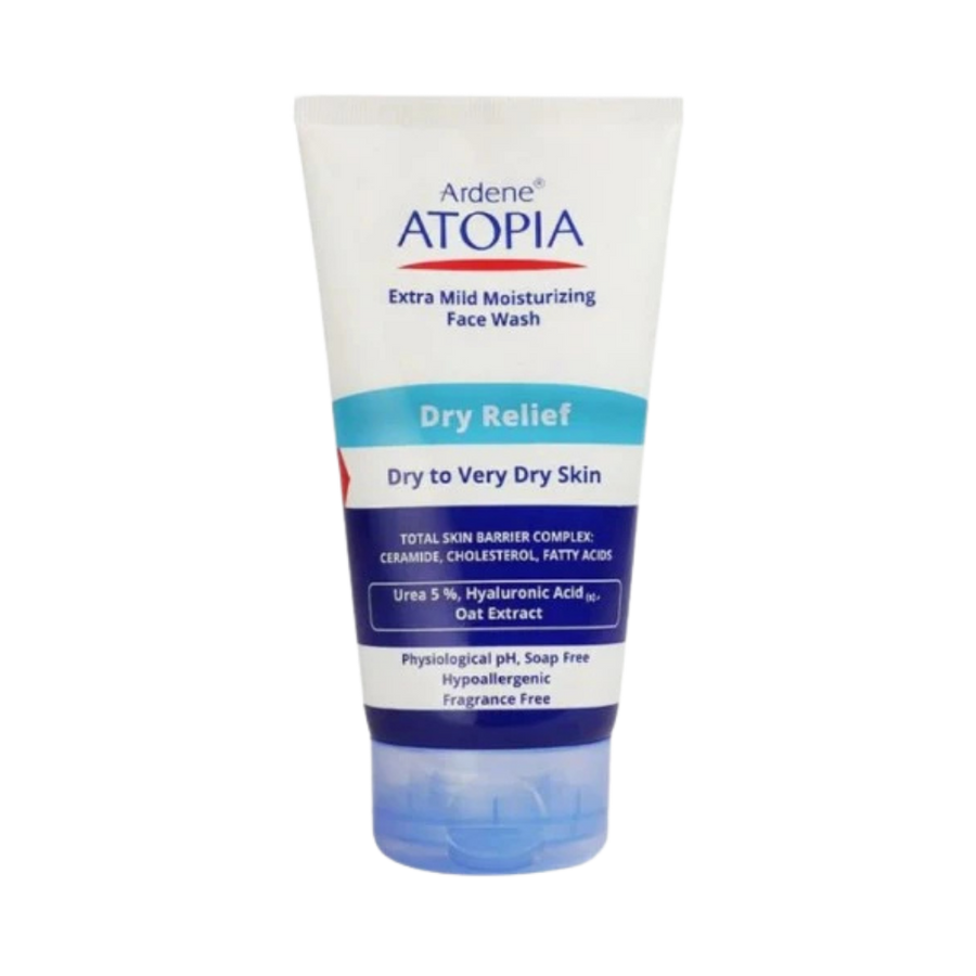 Ardene Atopia Extra Mild Moisturizing Face Wash Dry Relief in white and blue squeeze tube