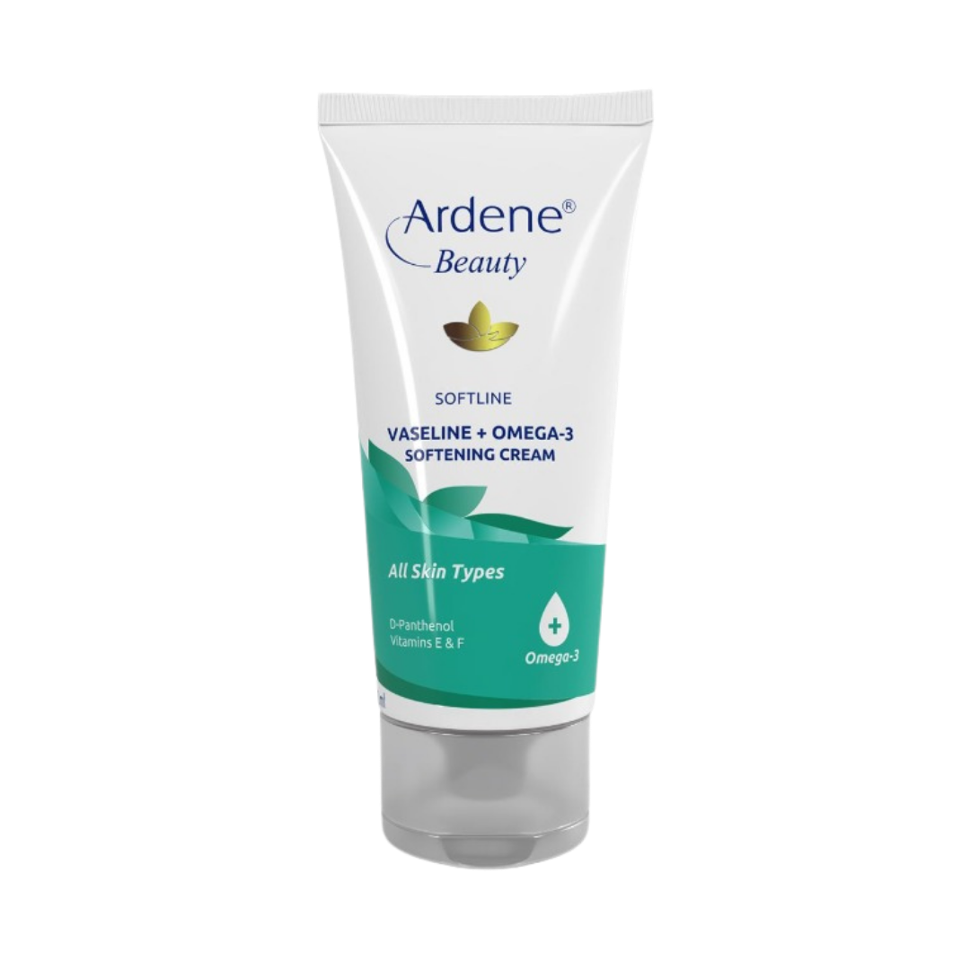 Ardene Beauty Softline Vaseline plus Omega-3 softening cream in white squeeze tube with green label