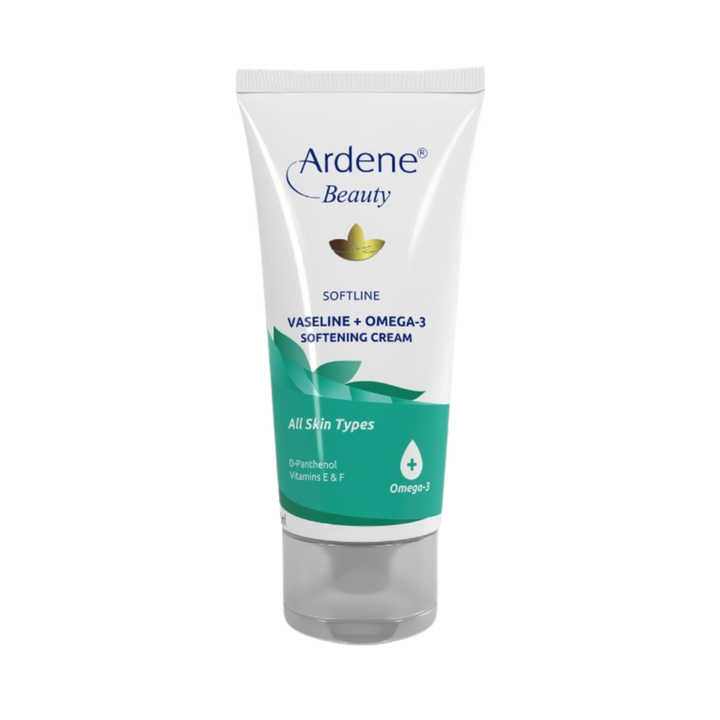 Ardene Beauty Softline Vaseline plus Omega-3 softening cream in white squeeze tube with green label
