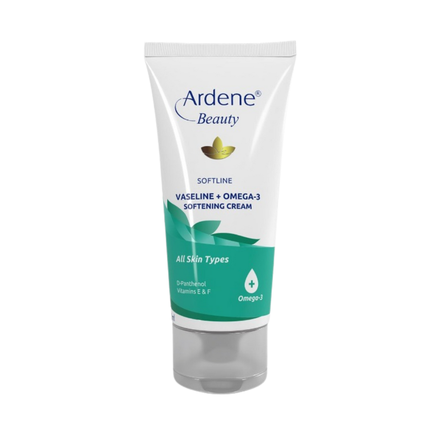Ardene Beauty Softline Vaseline plus Omega-3 softening cream in white squeeze tube with green label