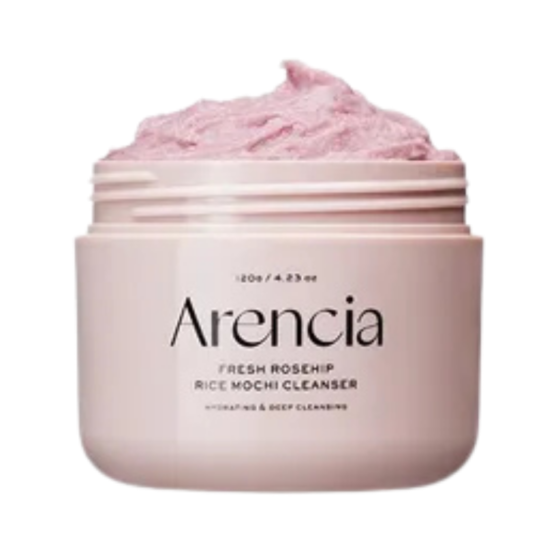 Arencia Fresh Rosehip Rice Mochi Cleanser, 120g jar, hydrating and deep cleansing.