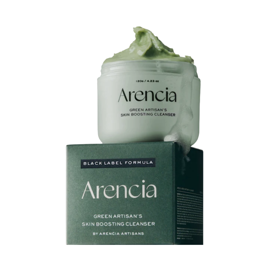 Arencia Green Artisan's Skin Boosting Cleanser, 120g jar, Black Label Formula, by Arencia Artisans.