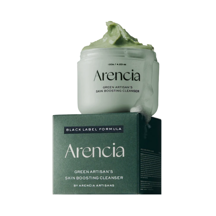 Arencia Green Artisan's Skin Boosting Cleanser, 120g jar, Black Label Formula, by Arencia Artisans.