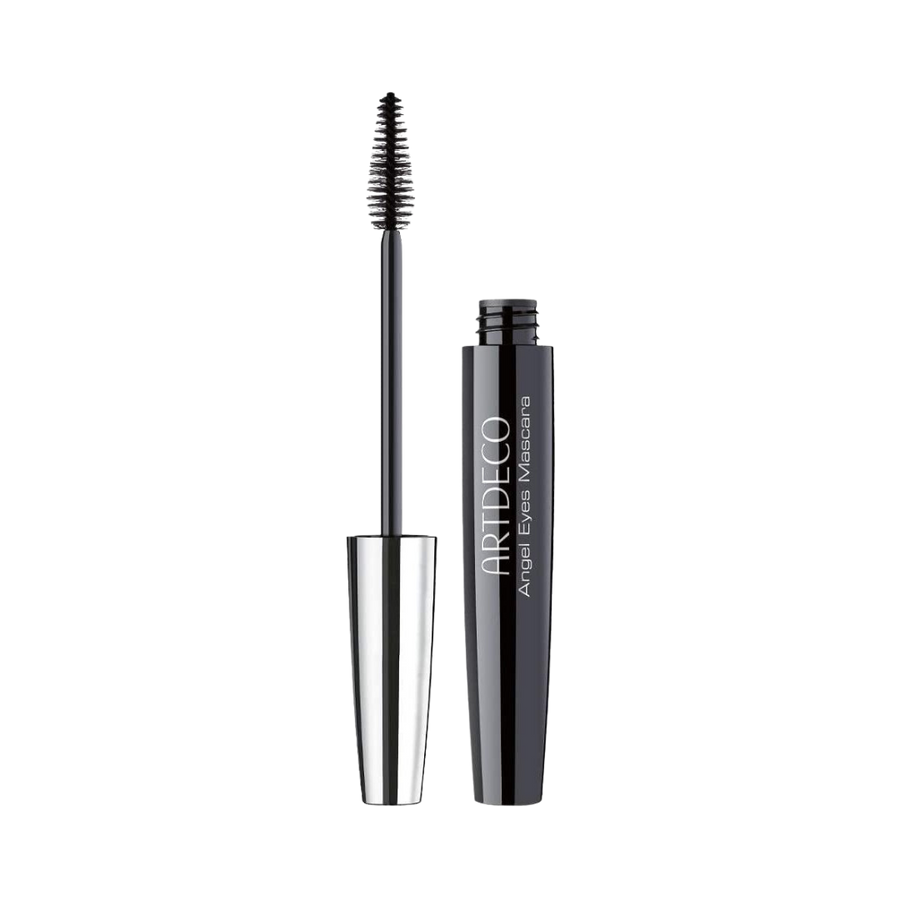 Artdeco Angel Eyes Mascara with a black cylindrical tube and silver cap, featuring a curved brush applicator.