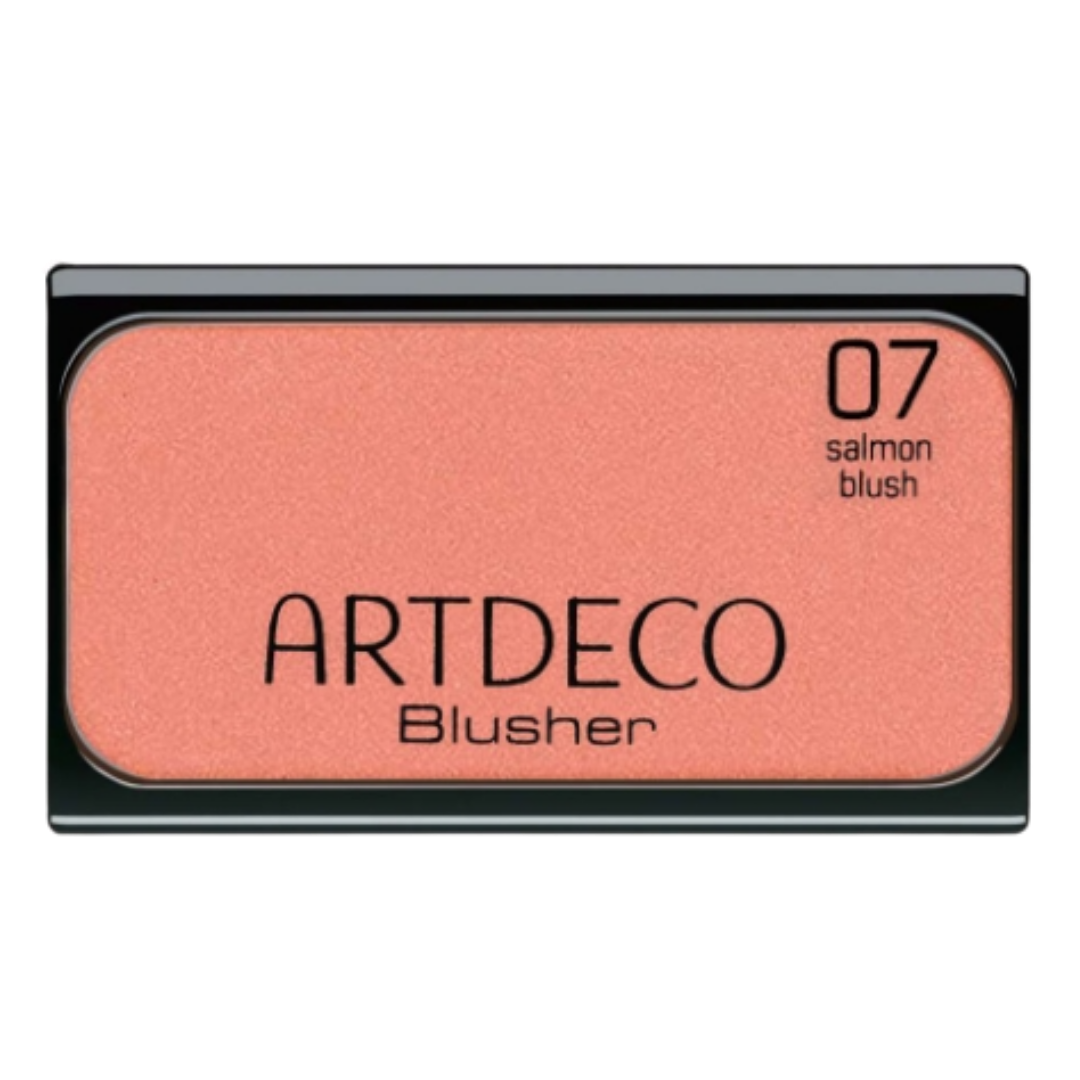 Artdeco Blusher, Salmon Blush shade, 07, in compact packaging with a black base and clear lid.