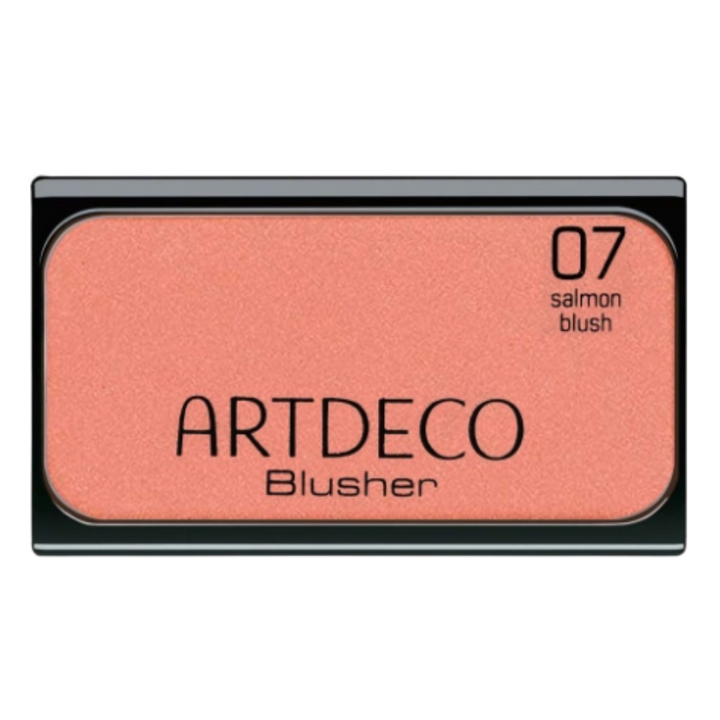 Artdeco Blusher, Salmon Blush shade, 07, in compact packaging with a black base and clear lid.