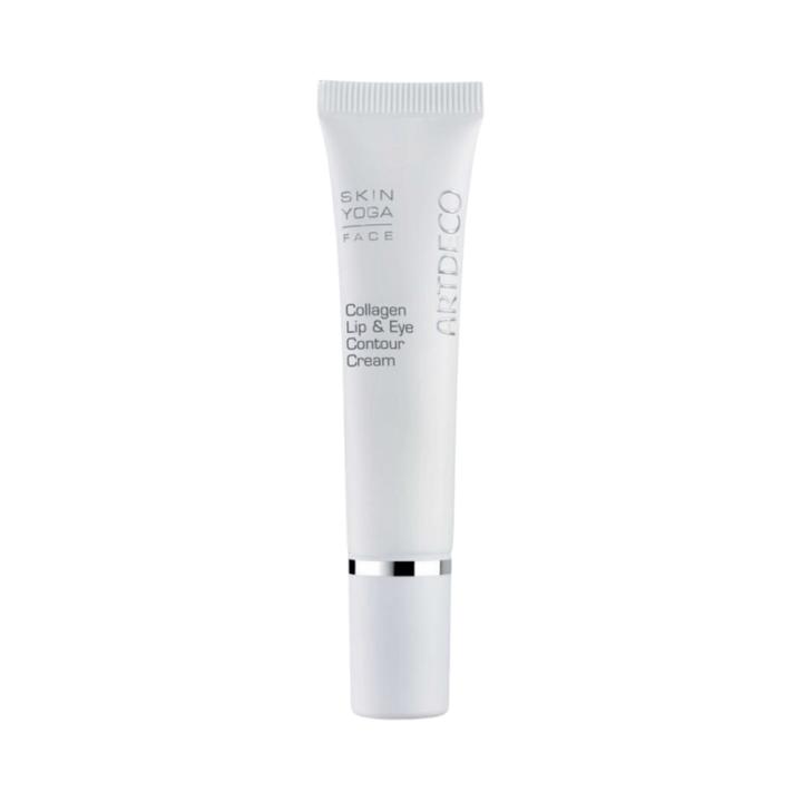 ARTDECO Skin Yoga Face Collagen Lip & Eye Contour Cream in a white tube with silver accents.