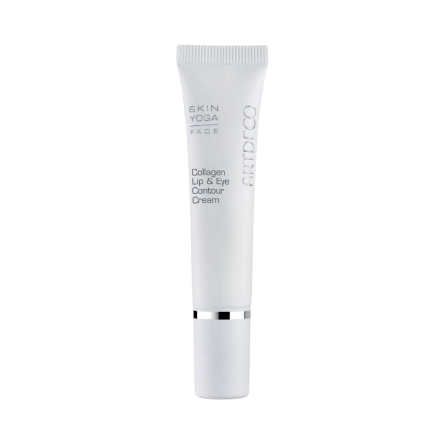 ARTDECO Skin Yoga Face Collagen Lip & Eye Contour Cream in a white tube with silver accents.