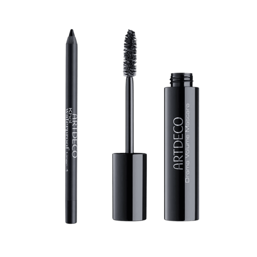 Artdeco drama volume mascara black tube with brush and black kohl eyeliner pencil set