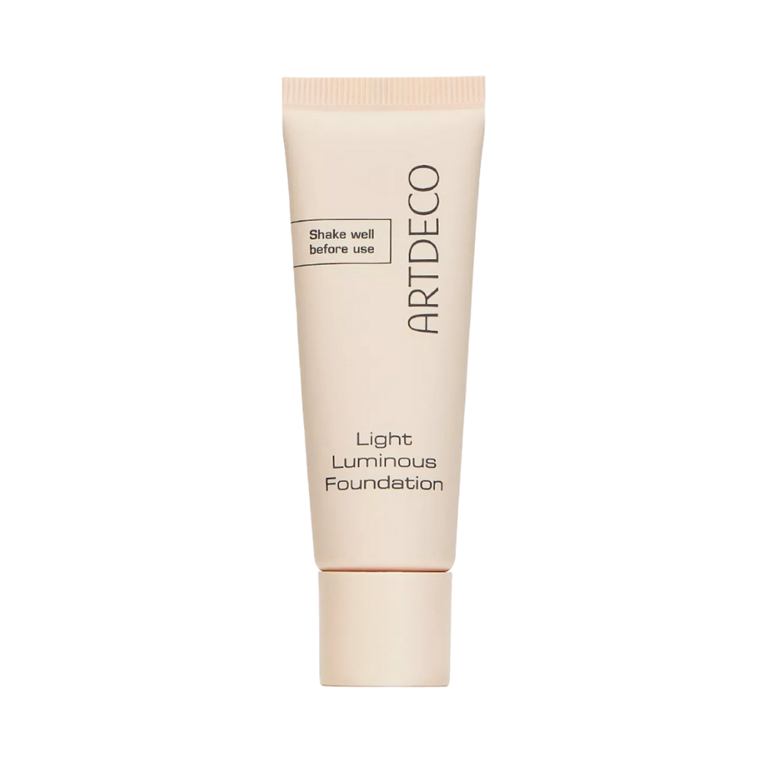 ARTDECO Light Luminous Foundation in a beige tube with "Shake well before use" text.