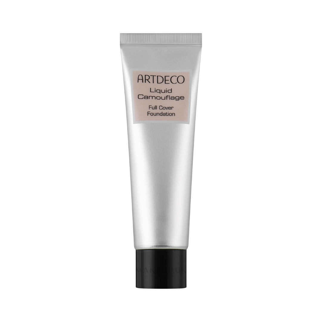 ARTDECO Liquid Camouflage Full Cover Foundation in a silver tube with black cap.