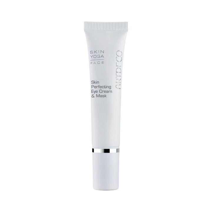 ARTDECO Skin Yoga Face Skin Perfecting Eye Cream & Mask, in a white tube with silver detailing.