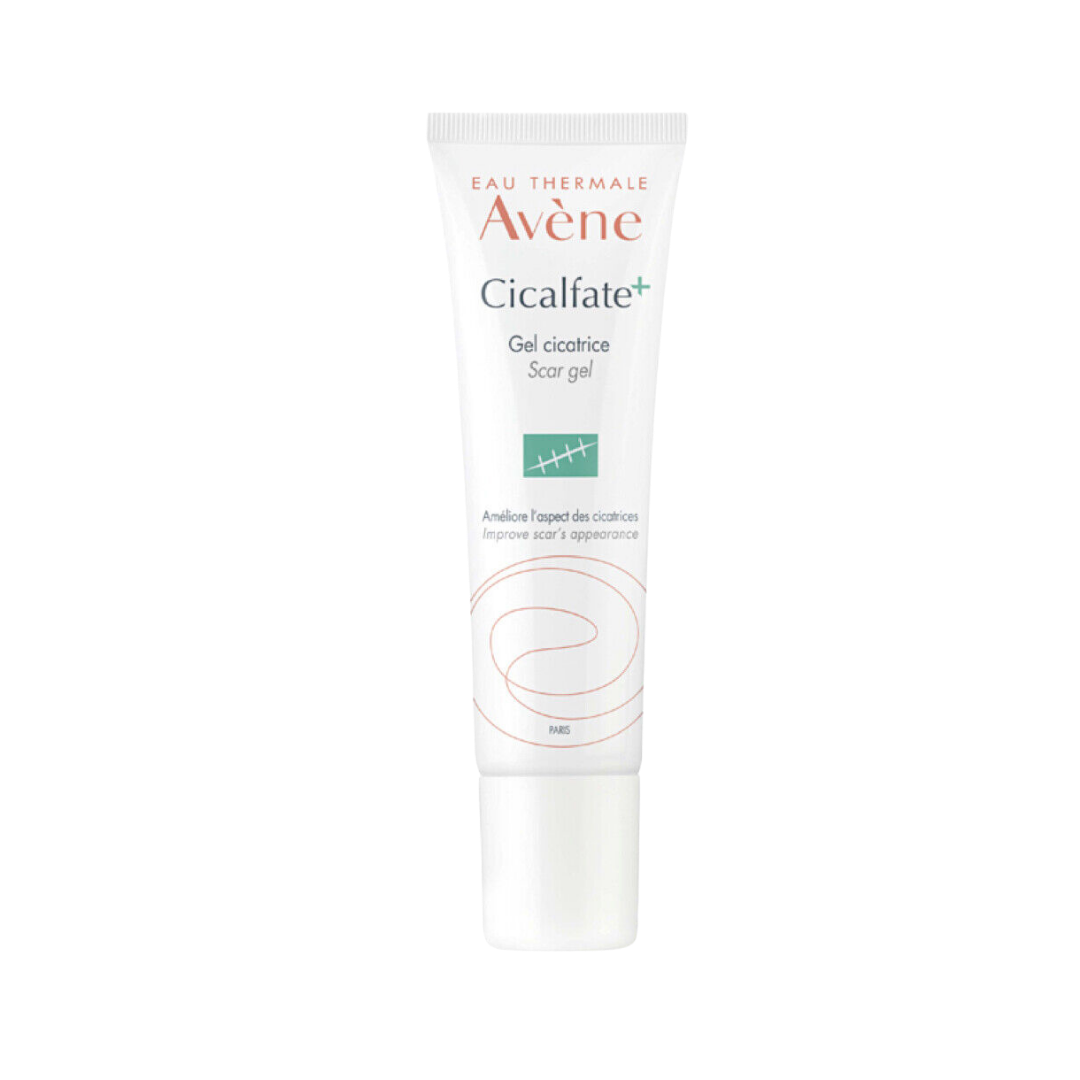 Avène Cicalfate+ scar gel, white tube packaging, Eau Thermale branding, topical gel for scars