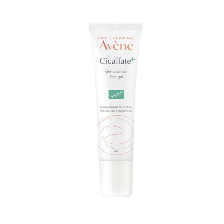 Avène Cicalfate+ scar gel, white tube packaging, Eau Thermale branding, topical gel for scars