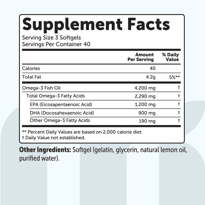 Microingredients Tripe Strength Omega 3 Fish Oil 4200mg - 120 Softgels | مايكرو انجريديانز زيت السمك أوميغا 3 ثلاثي القوة 4200 ملغ - 120 كبسولة هلامية