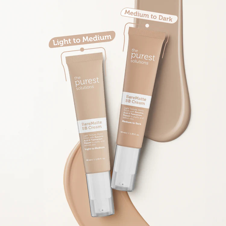 The Purest Solutions Bare Matte BB Cream +50 Spf - 40ml | ذا بيورست كريم بي بي مات مع عامل حماية شمسي - 40 مل