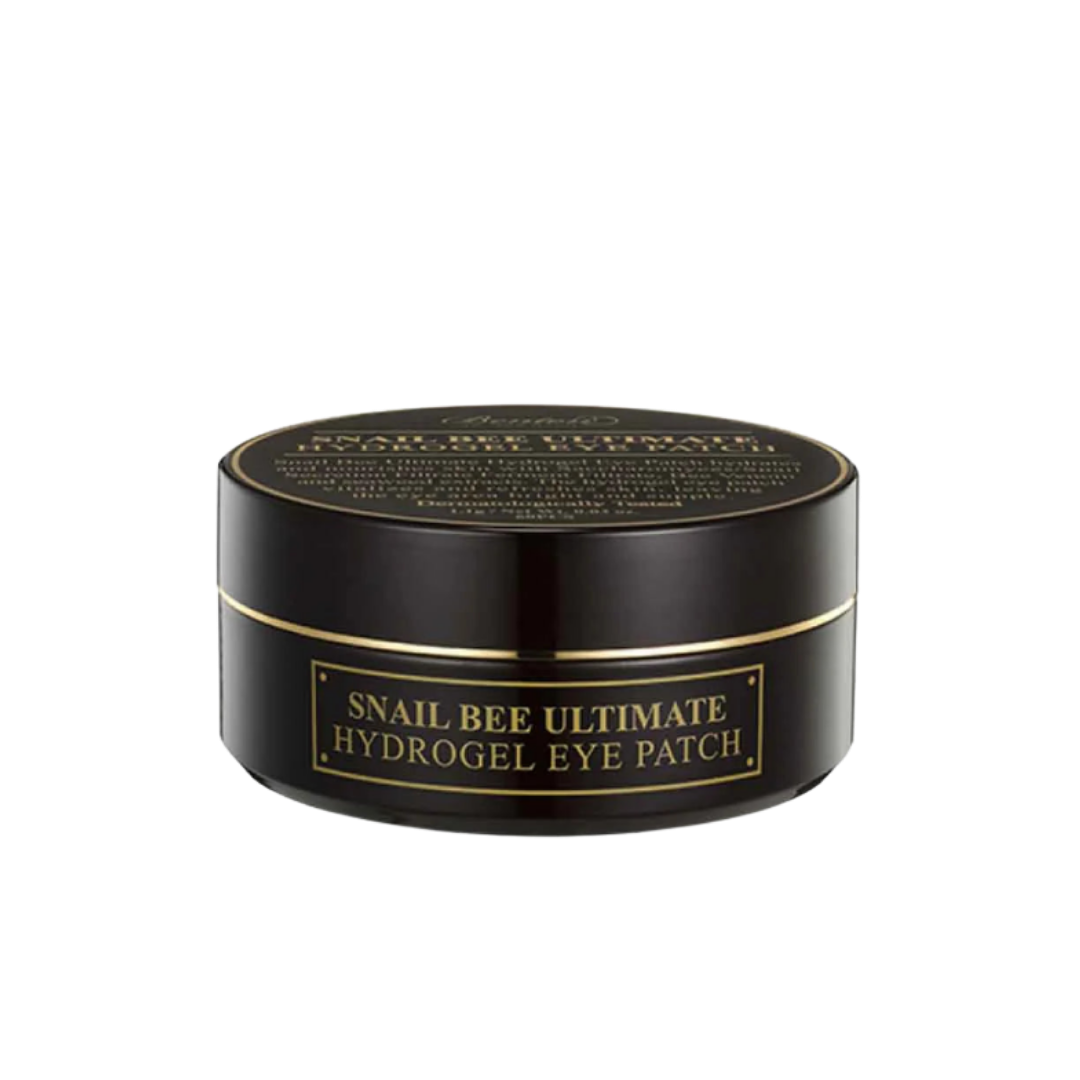 Snail Bee Ultimate hydrogel eye patches black jar gold label cosmetic container packaging