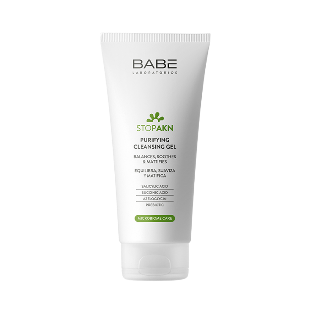 BABE Stop AKN Purifying Cleansing Gel, facial cleanser with salicylic acid, 200ml tube. 