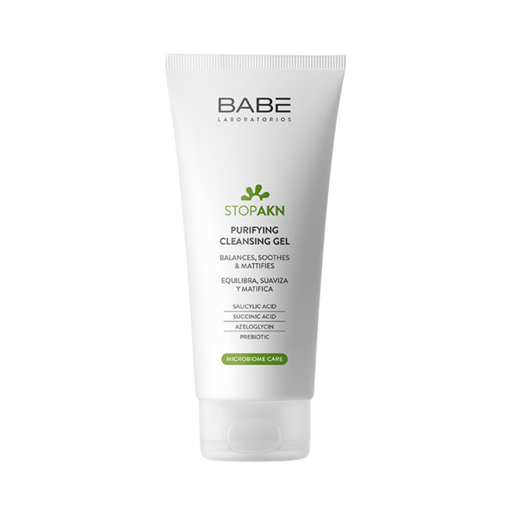 BABE Stop AKN Purifying Cleansing Gel, facial cleanser with salicylic acid, 200ml tube. 