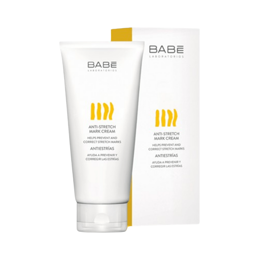 BABE Laboratorios Anti-Stretch Mark Cream, 200ml tube with matching outer box packaging.