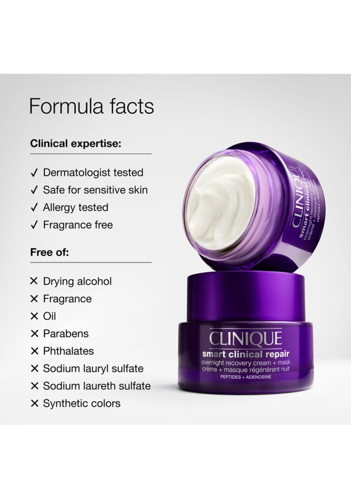 Clinique Smart Clinical Repair Anti Aging Overnight Recovery Face Cream + Mask - 50ml | كلينيك كريم استعادة ذكي ليلي + ماسك - 50مل #4