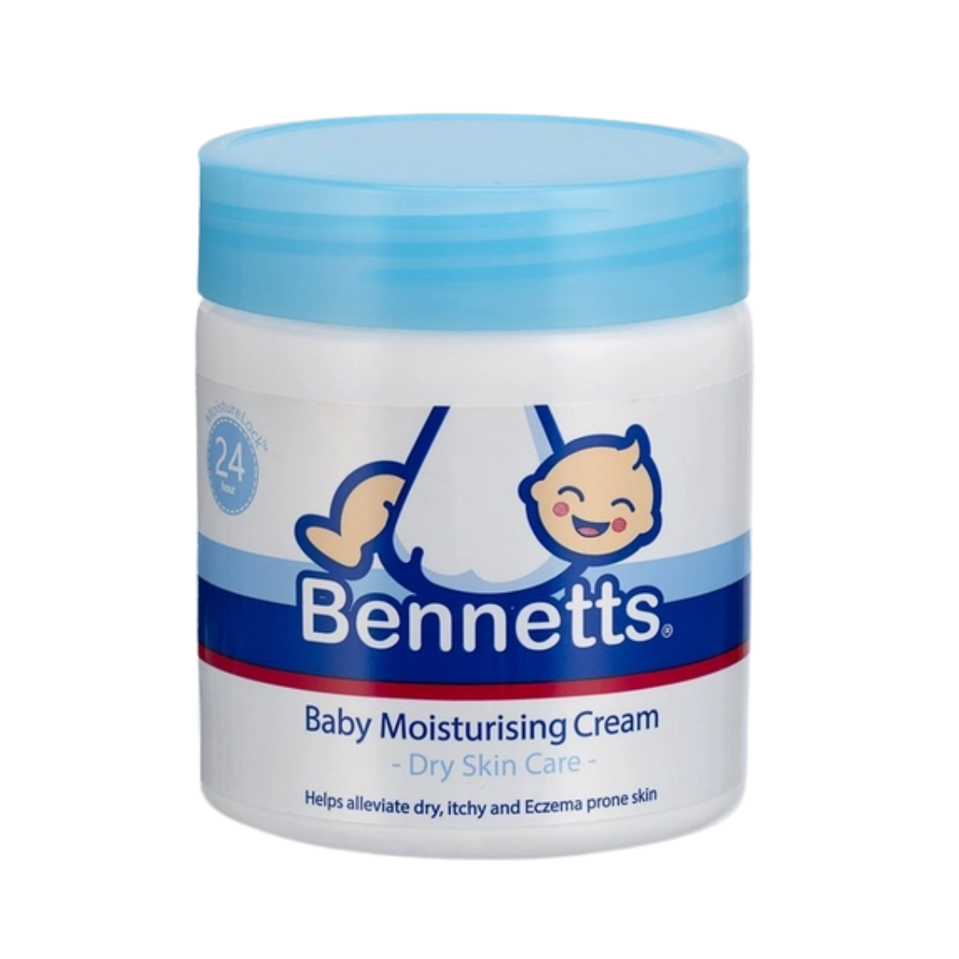 Bennetts Baby Moisturising Cream for dry skin care, 500ml jar with blue lid

