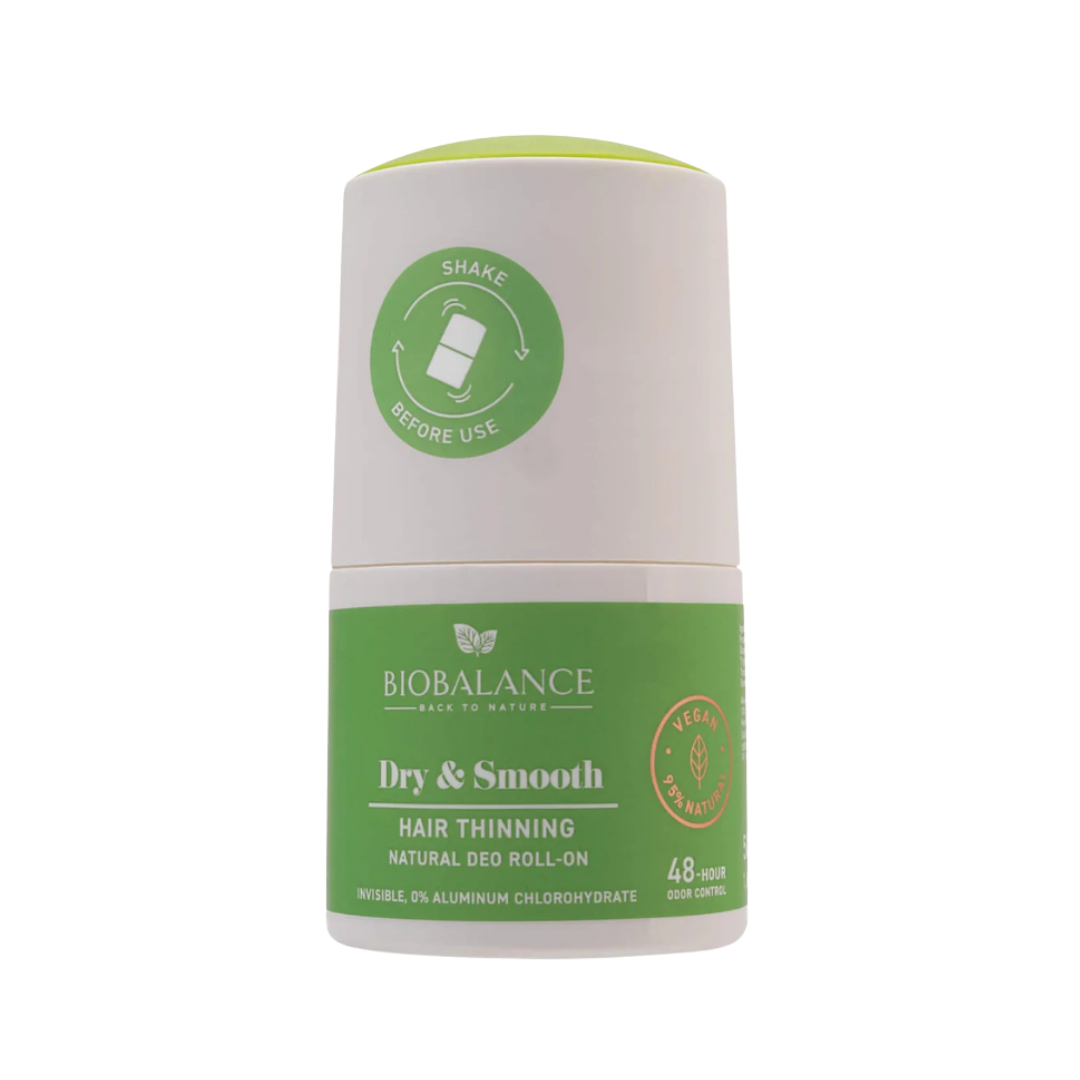 Bio Balance Dry & Smooth Hair Thinning Natural Deodorant Roll-On - 50ml | بايوبالانس مزيل تعرق رول بمكونات طبيعية - 50 مل