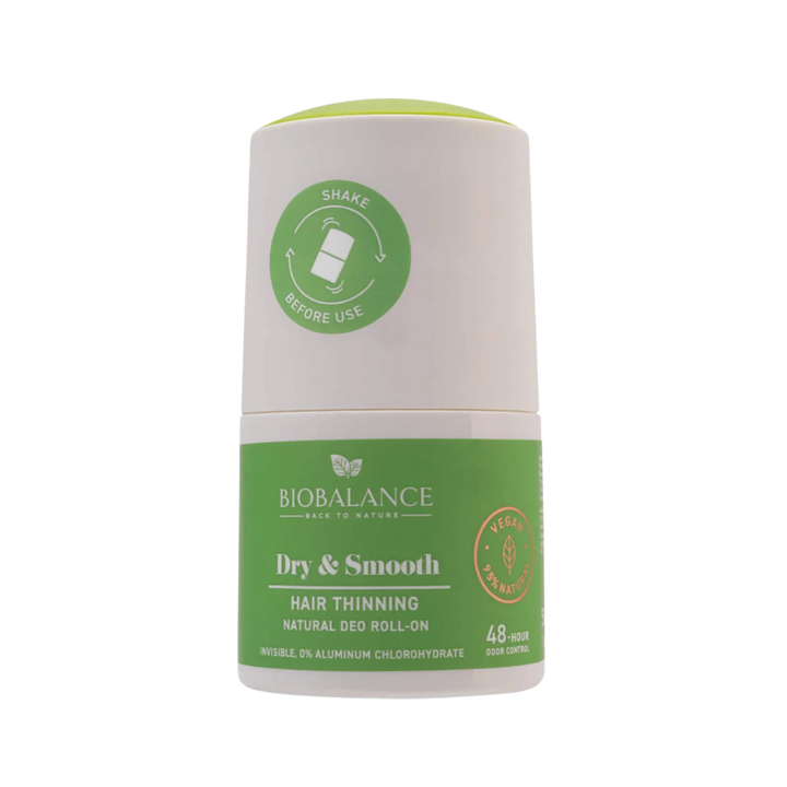 Bio Balance Dry & Smooth Hair Thinning Natural Deodorant Roll-On - 50ml | بايوبالانس مزيل تعرق رول بمكونات طبيعية - 50 مل
